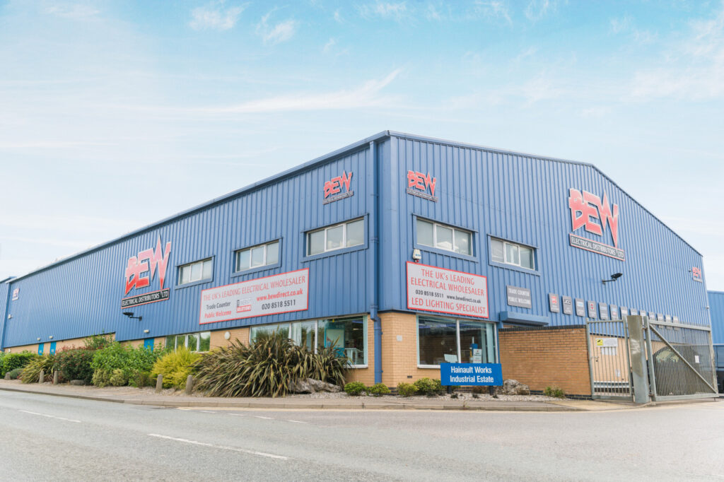 Exterior of BEW Electrical Ilford showing BEW logos